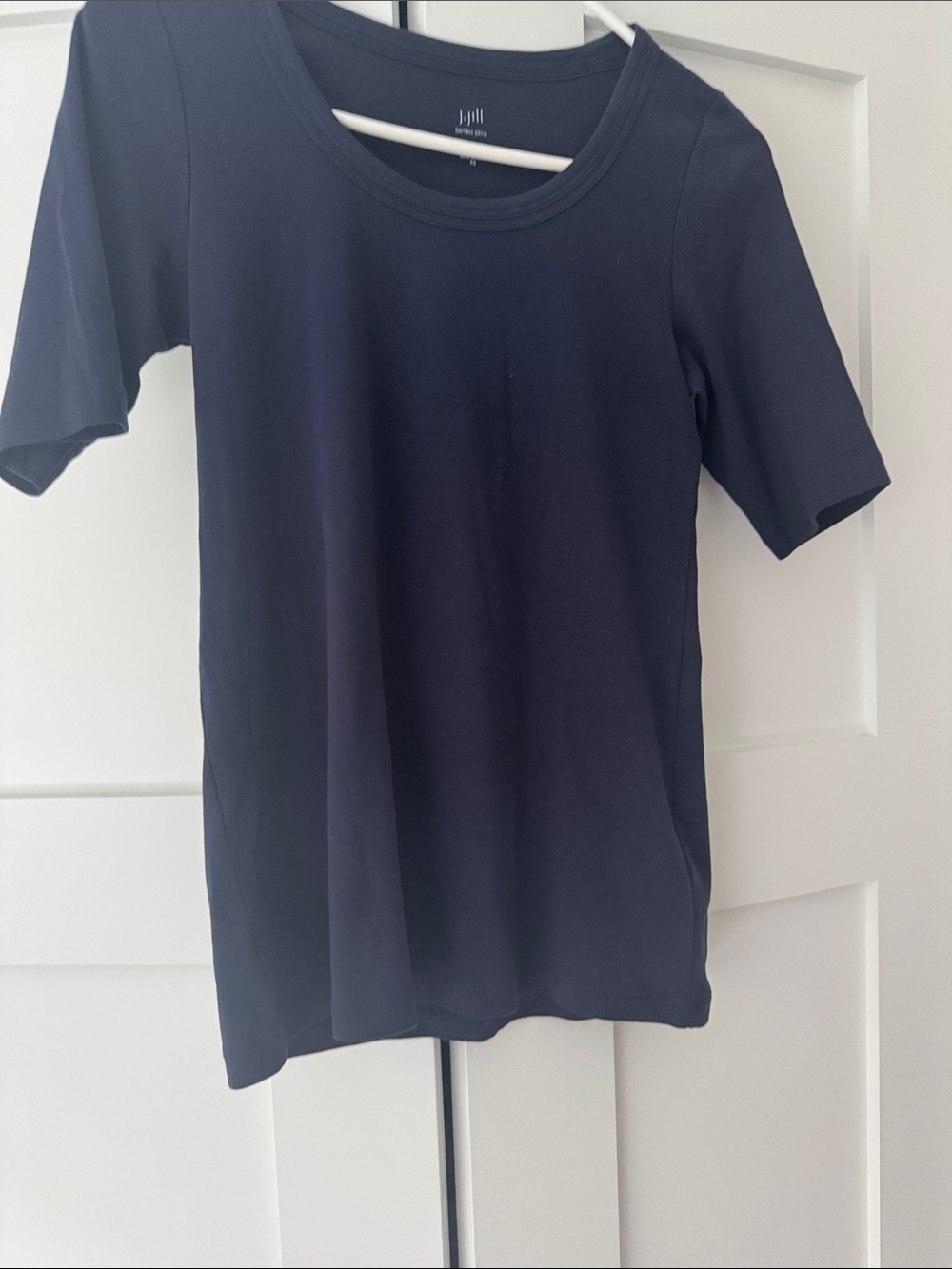 J. Jill Navy Short-Sleeve Crewneck Tee Perfect Pima.